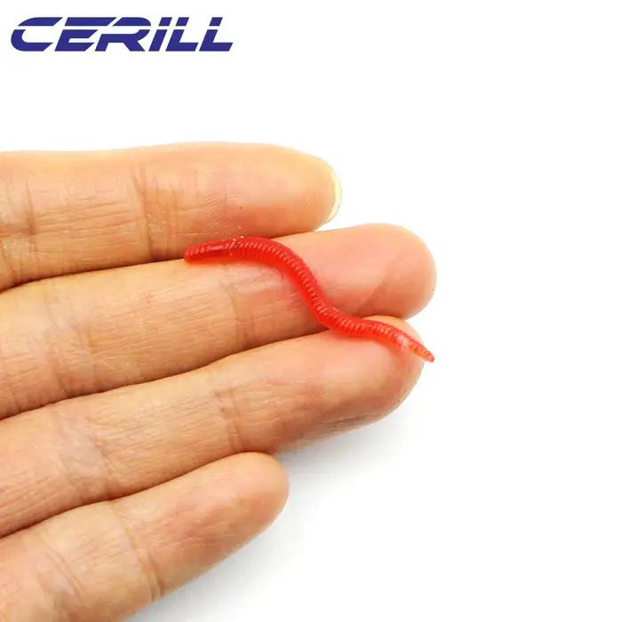 Cerill 200 pièces/kit 3.5 cm 0.14g vers de terre leurre de pêche souple réaliste odeur de poisson ve