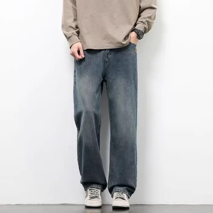 Nouveau Jean Droit Vintage pour Homme Printemps-Automne, Pantalon Décontracté de Haute Qualité, Styl