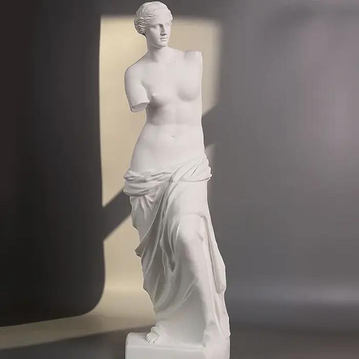 Statue de Vénus à bras cassé en résine blanche ou gris clair pour décorations de maison et cadeaux d'anniversaire ou de mariage