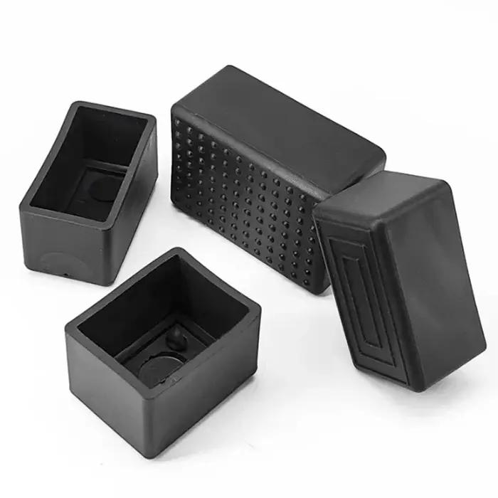 Couvre-pieds de chaise noirs carrés/rectangulaires, pieds de Table en caoutchouc, couvercles d'extré