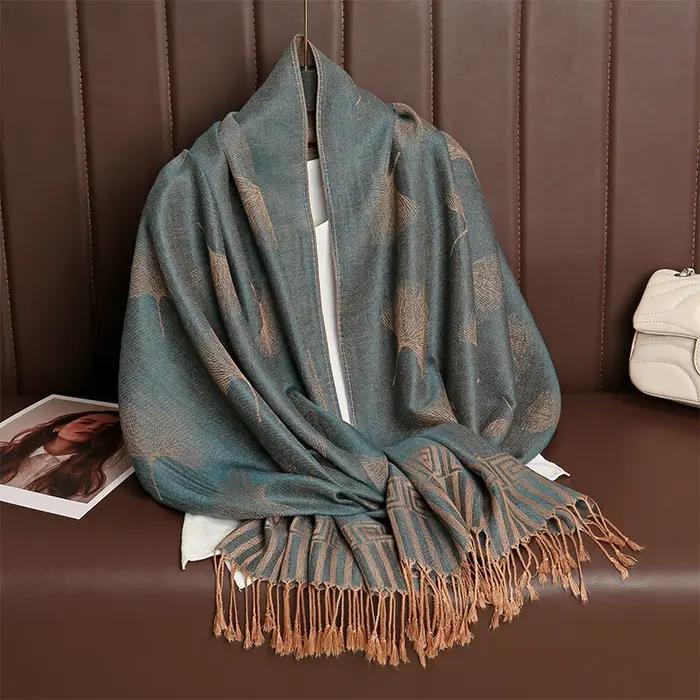 Style ethnique gland couverture épaisse Pashmina nouveau hiver chaud châle enveloppement cachemire J
