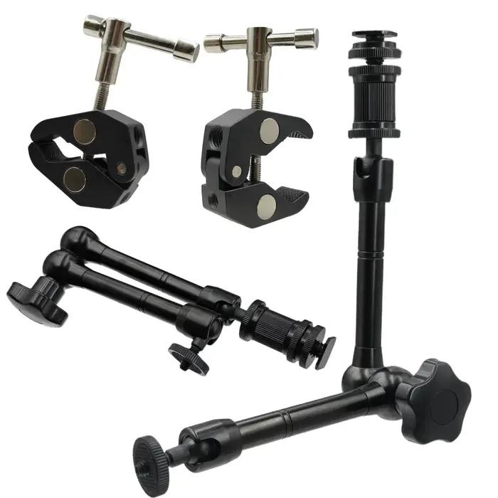 Bras articulé magique en alliage d'aluminium de 11 pouces avec pince super-clamp pour appareil photo reflex numérique, écran LCD, éclairage vidéo LED