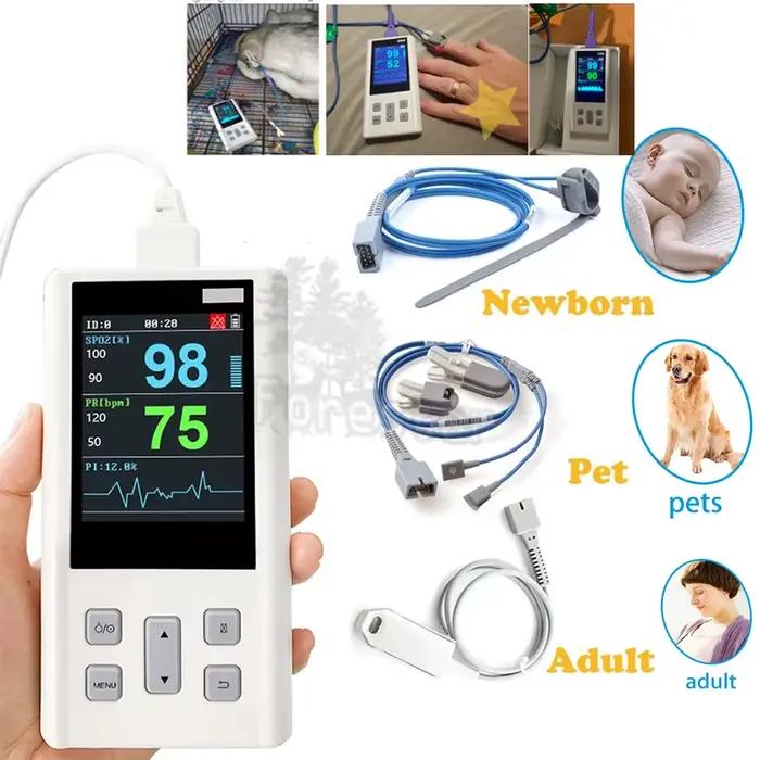 Moniteur Portable d'Oxymètre de Pouls pour Surveillance de Fréquence Cardiaque et Saturation en Oxygène - Adultes, Nouveau-Nés, Pédiatrie, Animaux de Compagnie, Chien, Chat - Interface Conviviale, Mémoire de 360 Heures