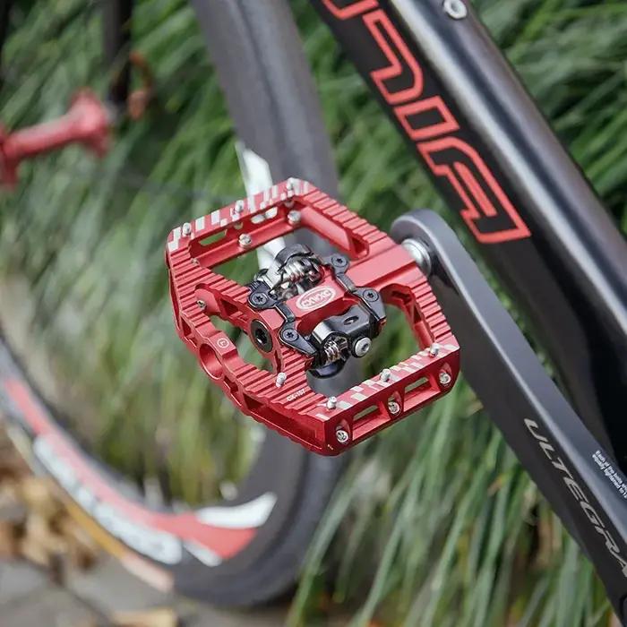 Pédales de vélo de montagne ultralégères antidérapantes à verrouillage Double face en alliage d'alum