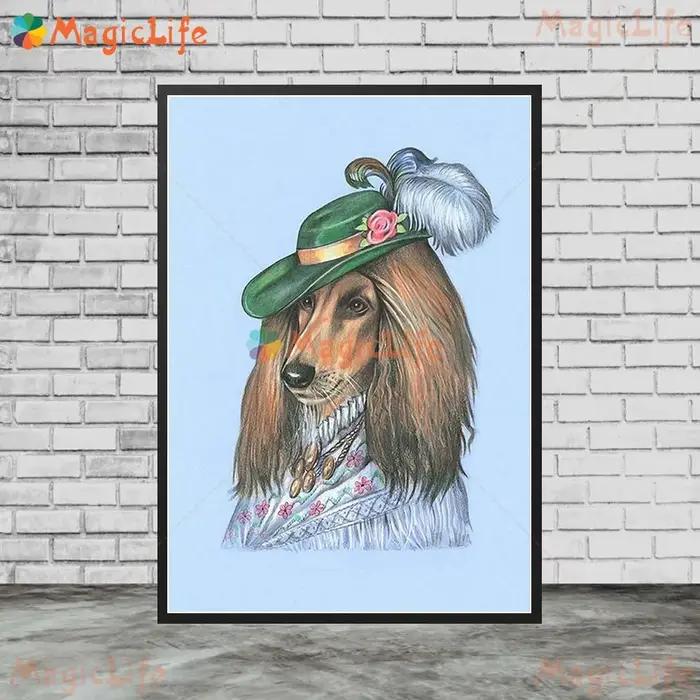 Affiches murales de dessin animé avec Portrait d'animaux de chien drôle