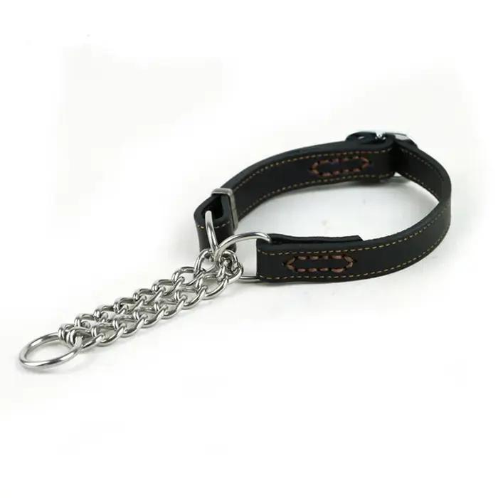 Collier en cuir véritable pour chien de compagnie