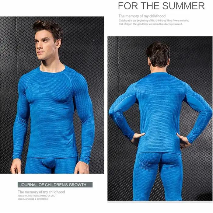 Chemises à manches longues pour hommes, vêtements serrés élastiques à séchage rapide, T-Shirt de gym