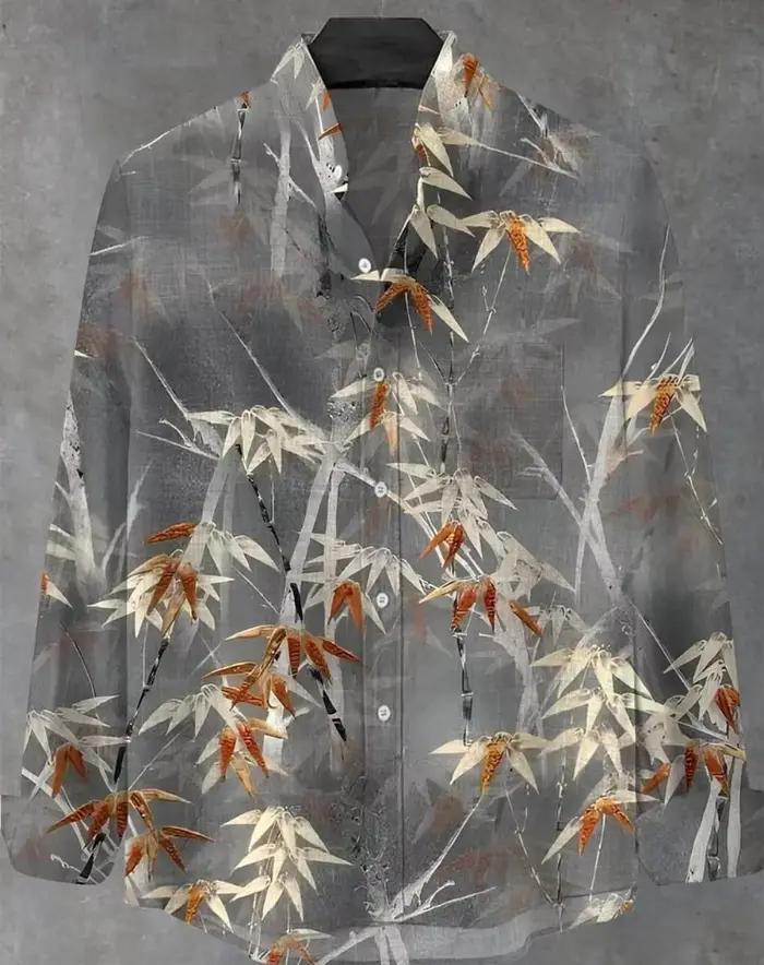 Chemise en lin et polyester décontractée aux motifs floraux pour hommes, vêtement vintage, chemise de plage, hauts pour occasions quotidiennes et spéciales