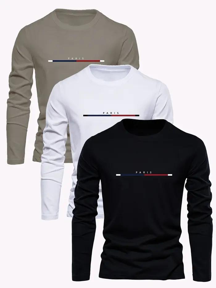 T-shirt à manches longues et col rond pour homme