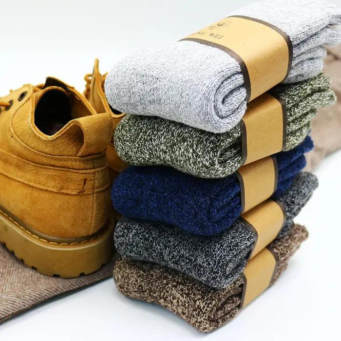 3/5 paires chaussettes homme laine mérinos hiver épaisse - Chasse, neige, rétro Harajuku, qualité cashmere