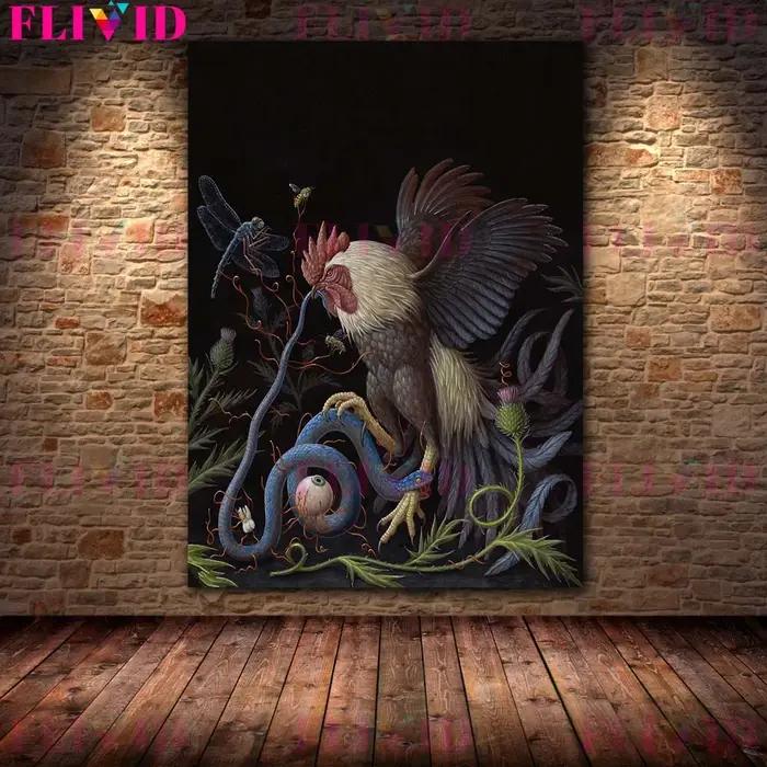 Peinture sur toile murale animale mystérieuse