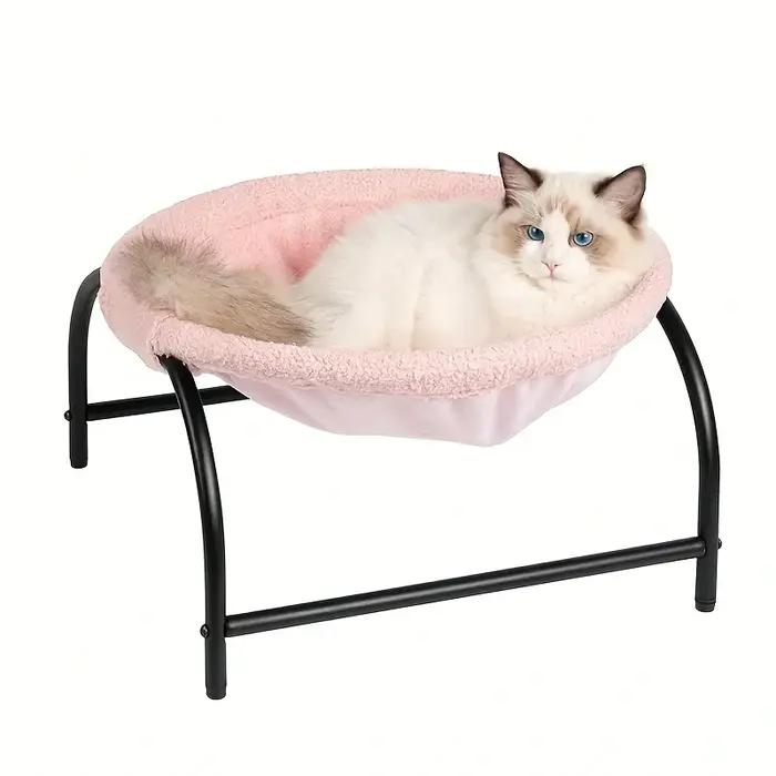 Hamac respirant en peluche douce et chaude pour chats, lit pour chat, espace de repos confortable pour animaux de compagnie, hiver, gris clair, rose, jaune clair, noir