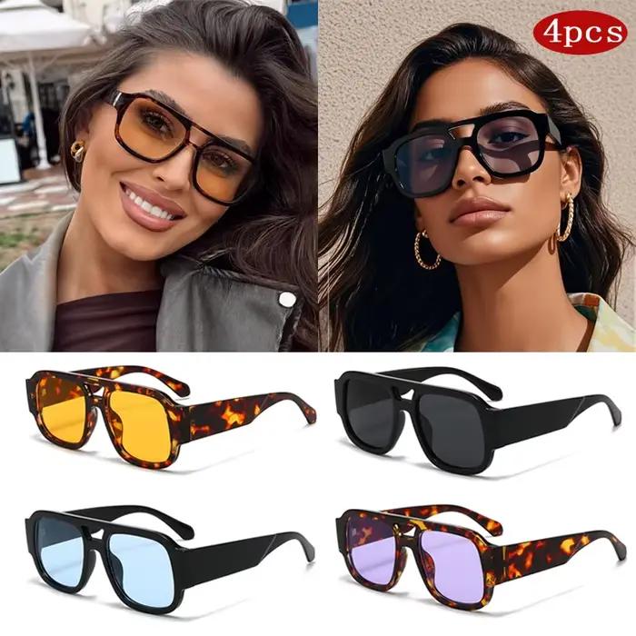 Lunettes de randonnée vintage Hiking 4set pour femmes - Monture large double pont couleur candy tendance