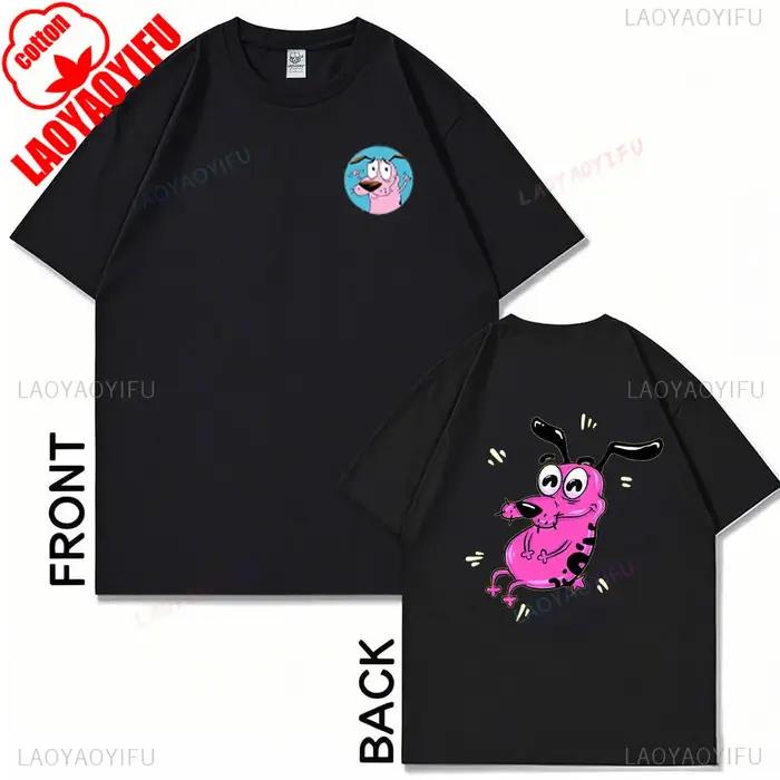 Courage mignon le chien lâches T-Shirts animés pour hommes femmes mode d'été courageux dessin animé imprime élastique hauts de sport coton