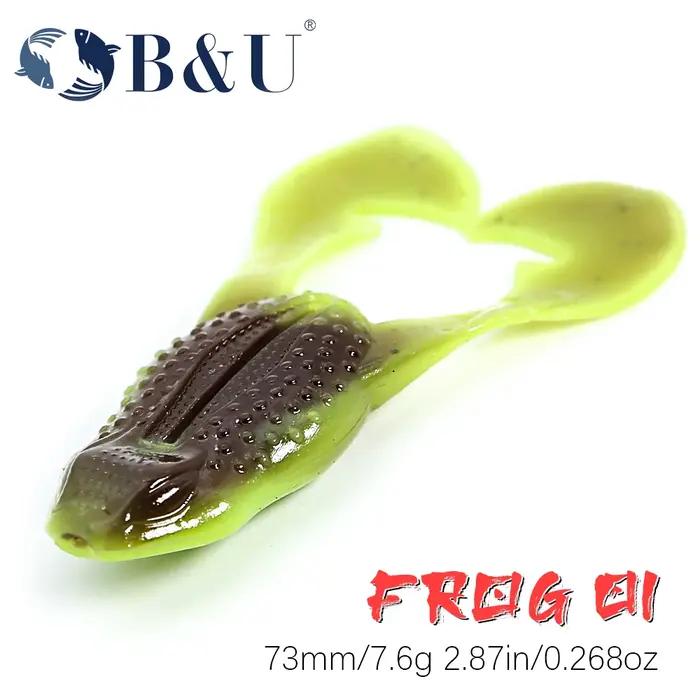 B & U 73mm flottant doux leurre de pêche grenouille appâts truite bar leurre Silicone Swimbait gabar