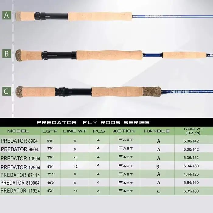 Canne à mouche saltwater Predator 9FT carbone 30T SK 4 sections pour pêche au gros en mer