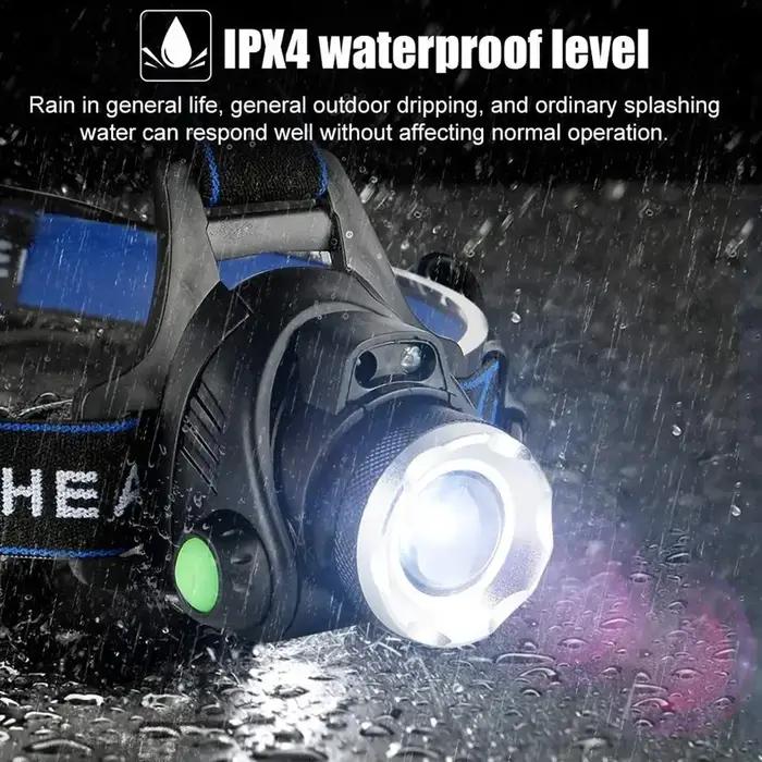2*18650 USB lampe frontale Rechargeable capteur de mouvement lampe de poche LED lanterne lampe de po