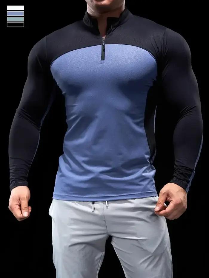 Collants d'automne et d'hiver pour hommes, vêtements de Fitness, polos, demi-zip, vêtements de cours