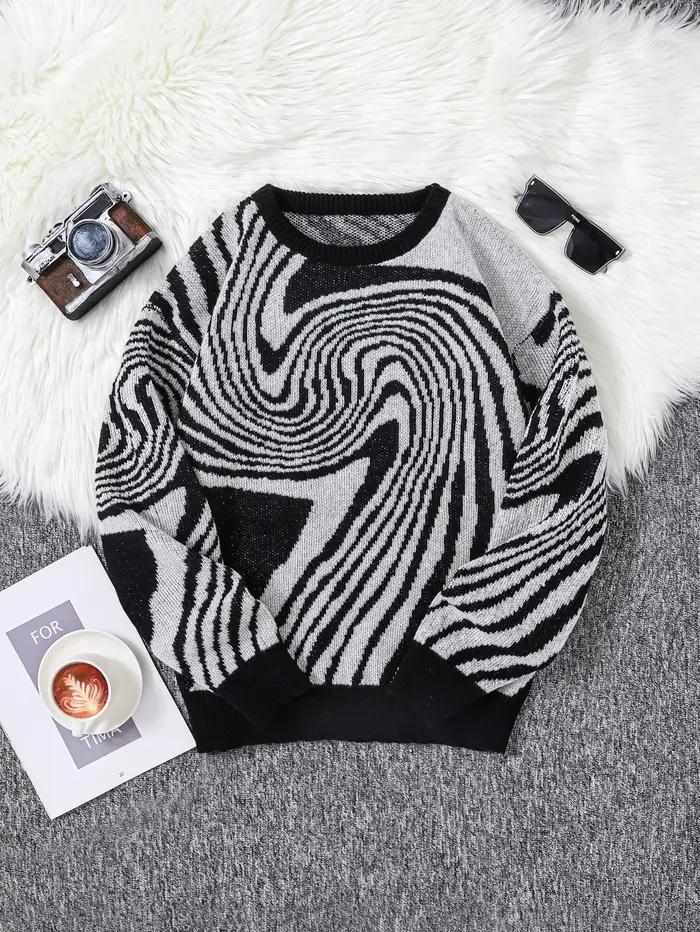 Pull à motif jacquard labyrinthe pour hommes