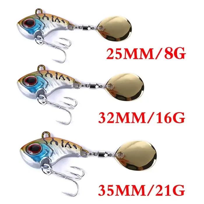 1 pièces rotatif métal VIB vibration appât Spinner cuillère leurres de pêche 8g/16g/21g gabarits tru