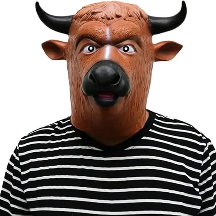 Masque de taureau en latex, masque intégral de taureau, masque d'Halloween
