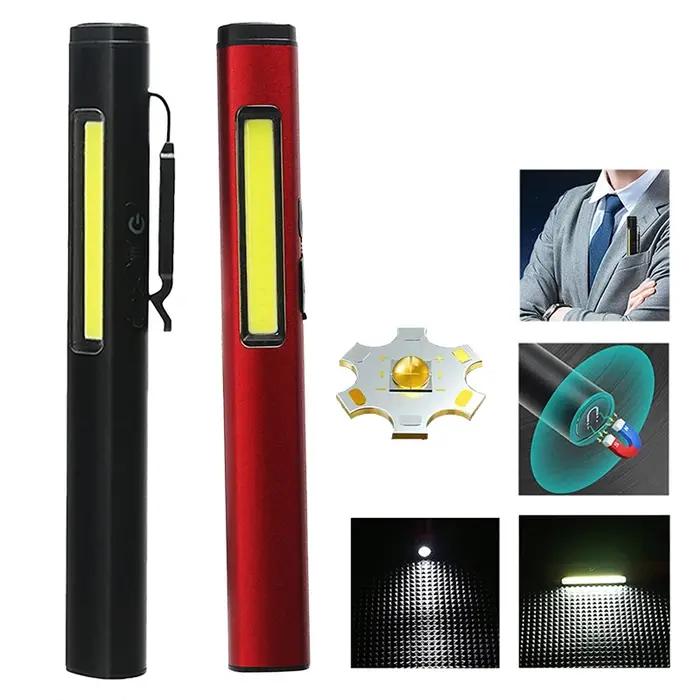 Mini lampe à stylo LED Portable COB, lumière latérale, aimant inférieur, lampe de poche avec Clip po