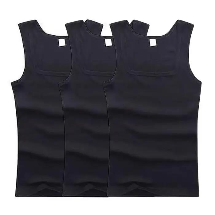 Débardeur en coton pour hommes et femmes, 3 pièces/lot, sans manches, solide, gilet musculaire, sous