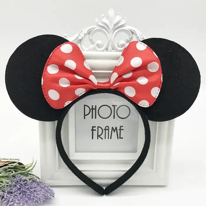 Oreilles de souris pour filles, bandeau à nœud solide, fournitures de fête d'anniversaire et Costume