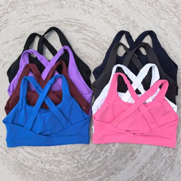 Soutien-gorge de Fitness pour femmes, couleur unie, serré, entraînement complet, dos croisé, sous-vê