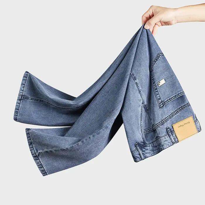 Lyocell pantalon hommes 2024 vêtements d'été Ultra mince mode pantalons décontractés mâle Baggy drapé droit Denim