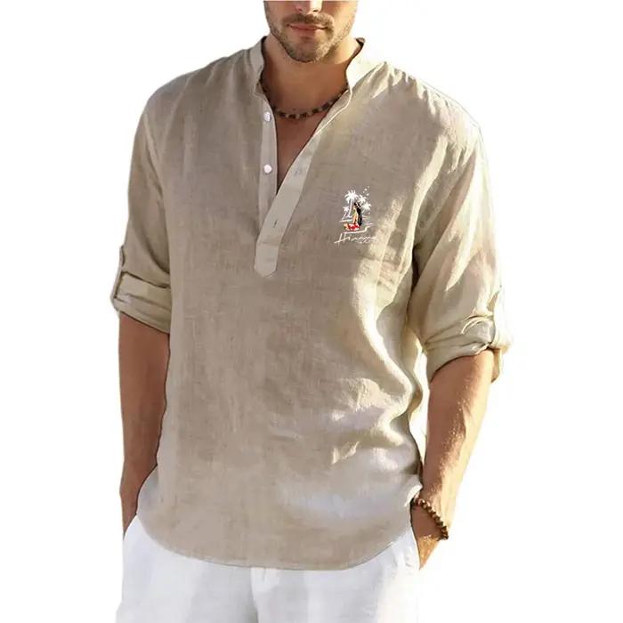Chemise à Manches sulfen Coton et Lin pour Homme
