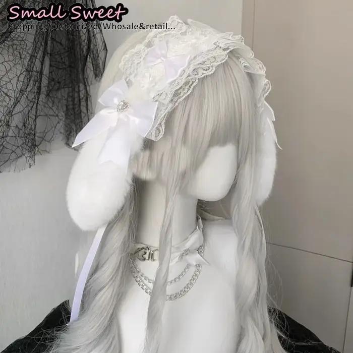 Goth lapin oreille arc bandes de cheveux Harajuku gothique Lolita Y2K fille oreilles de lapin bandea