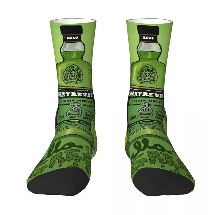 Chaussettes Chasse Green Chartreuse Peinture à l'huile - Bas drôles non dérapants pour hommes - Idée cadeau