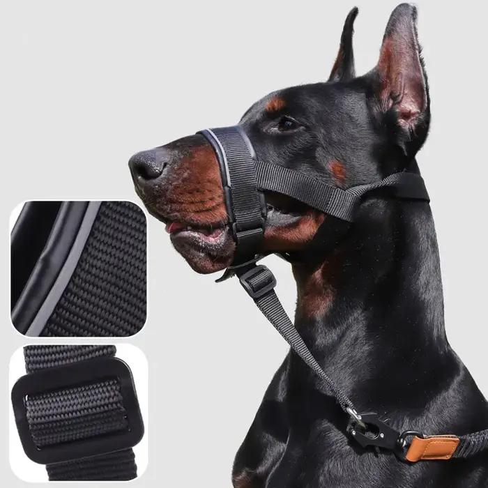 Muselière en nylon pour chiens de toutes tailles ajustables avec sangles réfléchissantes pour promenades sécurisées et entraînement de comportement