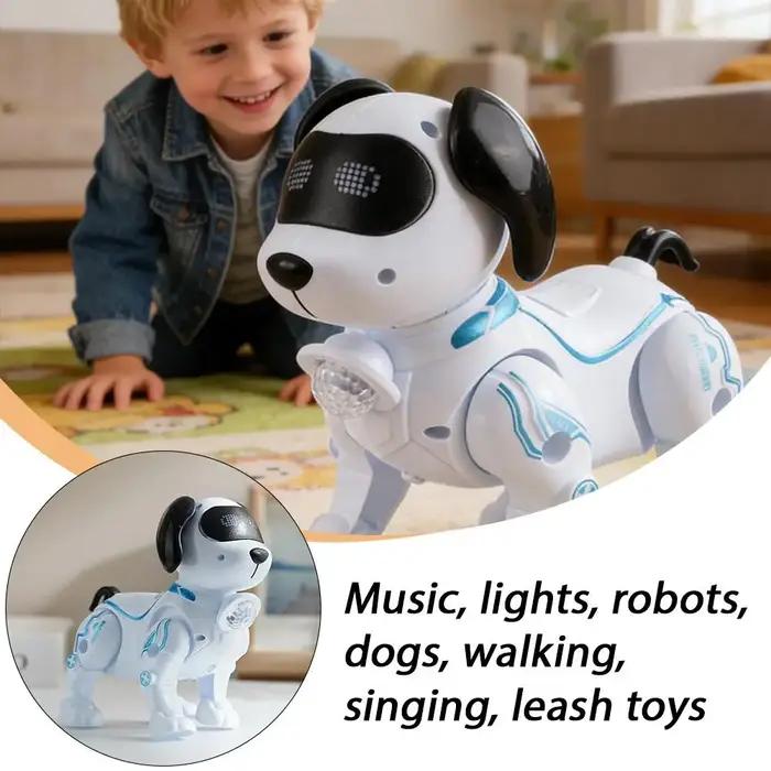Robot chien musical dansant le plus vendu pour la vente en gros sur les marchés de rue, jouet électronique pour animaux de compagnie avec lampe torche intégrée et mélodies intégrées