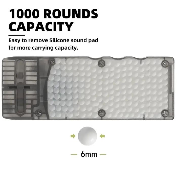SuprLoad – chargeur de vitesse Airsoft de capacité 1000, avec tampon d'amortissement du son pour BBs