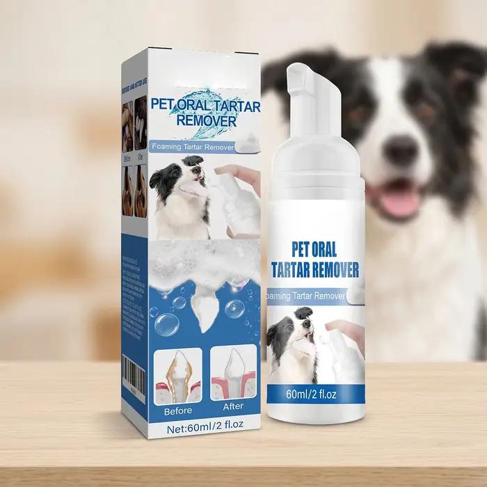 Nettoyant buccal en mousse pour animaux de compagnie 60 ml – Élimine la mauvaise haleine et la saleté dentaire – Rafraîchit l'haleine – Pour chiens et chats – Favorise des gencives saines