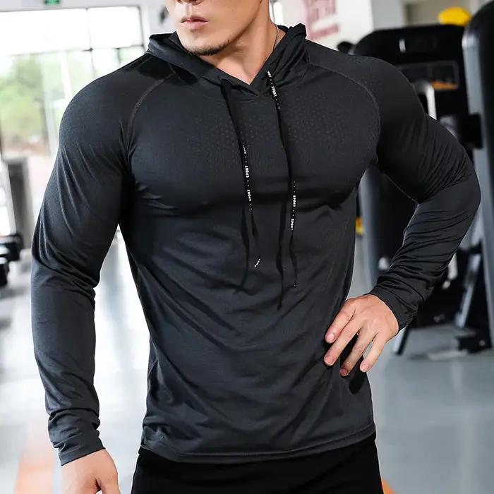 Survêtement de Fitness pour hommes, sweat à capuche de Sport, jogging de gymnastique, chemises d'ent