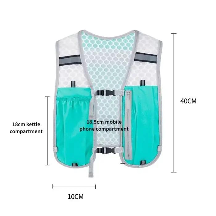 Gilet de rangement de bouteille d'eau courante, gilet de course léger, sac de poitrine d'eau d'hydratation réfléchissant avec support pour téléphone, gilet de cyclisme