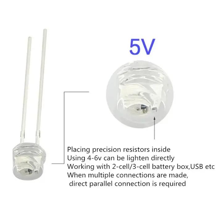 5V 12v LED 5mm 3mm perle SMD f5 f3 chapeau lampe ronde diodes dip USB voiture lumière blanc rouge ve
