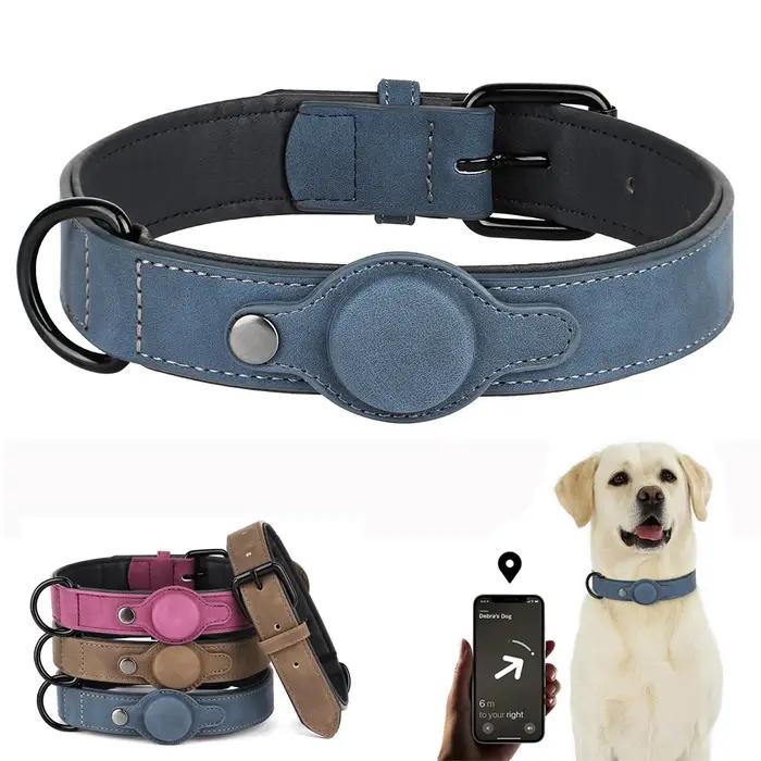 Collier de chien en cuir PU colliers pour animaux de compagnie de haute qualité collier d'étiquette Anti-perte réglable pour accessoires pour chiens de petite et moyenne taille