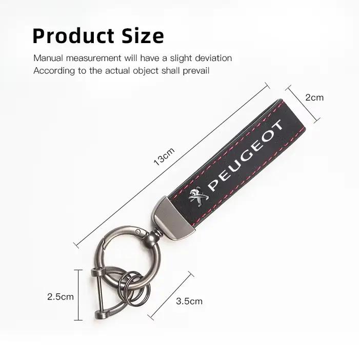 Porte-clés Peugeot en cuir vieilli et alliage - pendentif pour 206