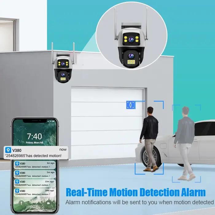Caméra surveillance 4G 8MP double écran - Détection humaine PTZ wifi extérieur sécurité maison