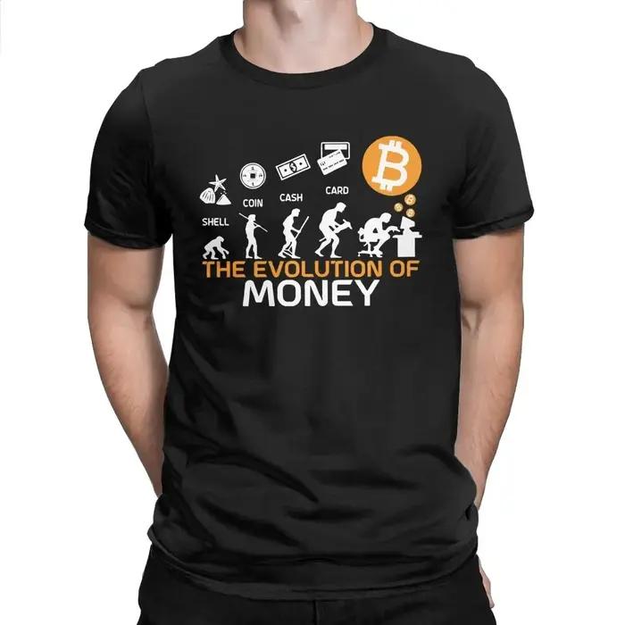 T-shirt graphique BTC Crypto Coin, évolution de l'argent Bitcoin, chemises Crypto, vêtements grande taille, drôle