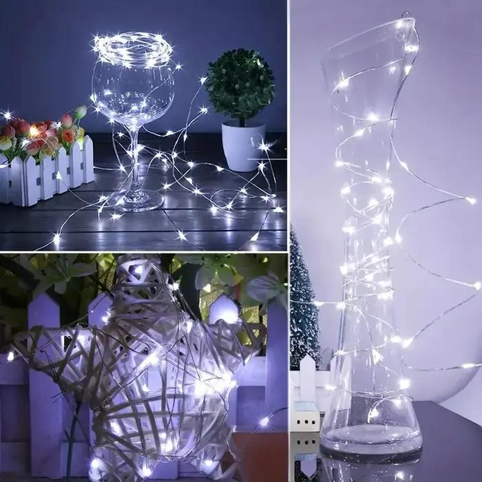 Mini guirxiété lumineuse à piles, lampe de conte nickel é, 20 LED, étanche, fête de mariage, décorat