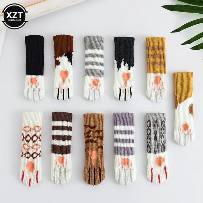 Housse de protection pour coussin de pied de Table et de chaise, chaussettes tricotées à griffes de