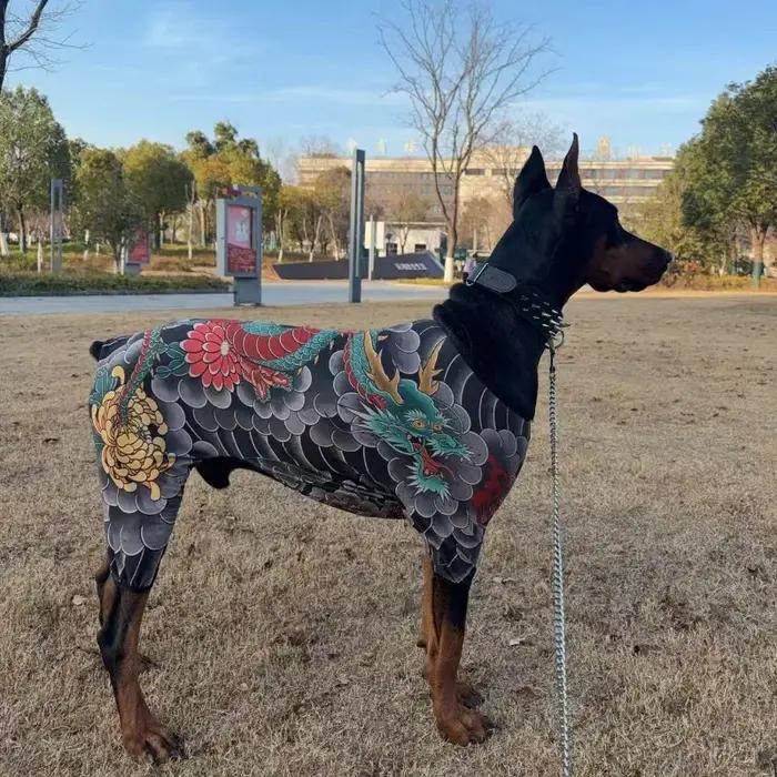 T-shirt humoristique pour chien avec motif tatouage