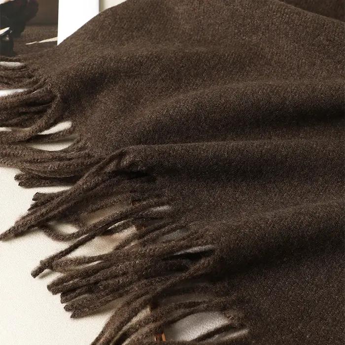 Écharpe en Cachemire pour Femme, Longue et Chaude, Hijab Solide, Châle Rond, Pashmina, Bandana, 62 D
