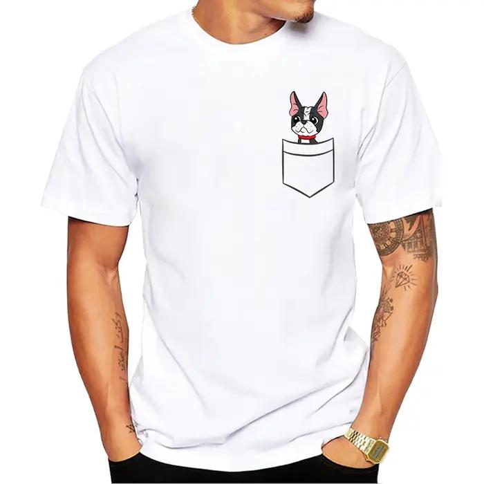 TEEHUB-T-Shirt manches courtes pour homme, estival et cool, avec bouledogue français, Boston Terrier