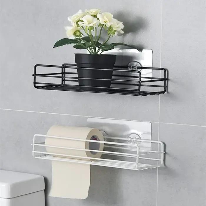 Fournitures de salle de bain étagère murale flottante organisateur en métal chariot